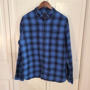 Banana Republic Men's Blue Plaid Button Down Shirt Large